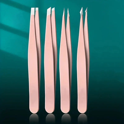 Ouriner Eyebrow Tweezers Set 4 Pcs Stainless Steel Eyebrow Forceps Professional Beauty Tool Set For Facial Hair Inward Growing Makeup art