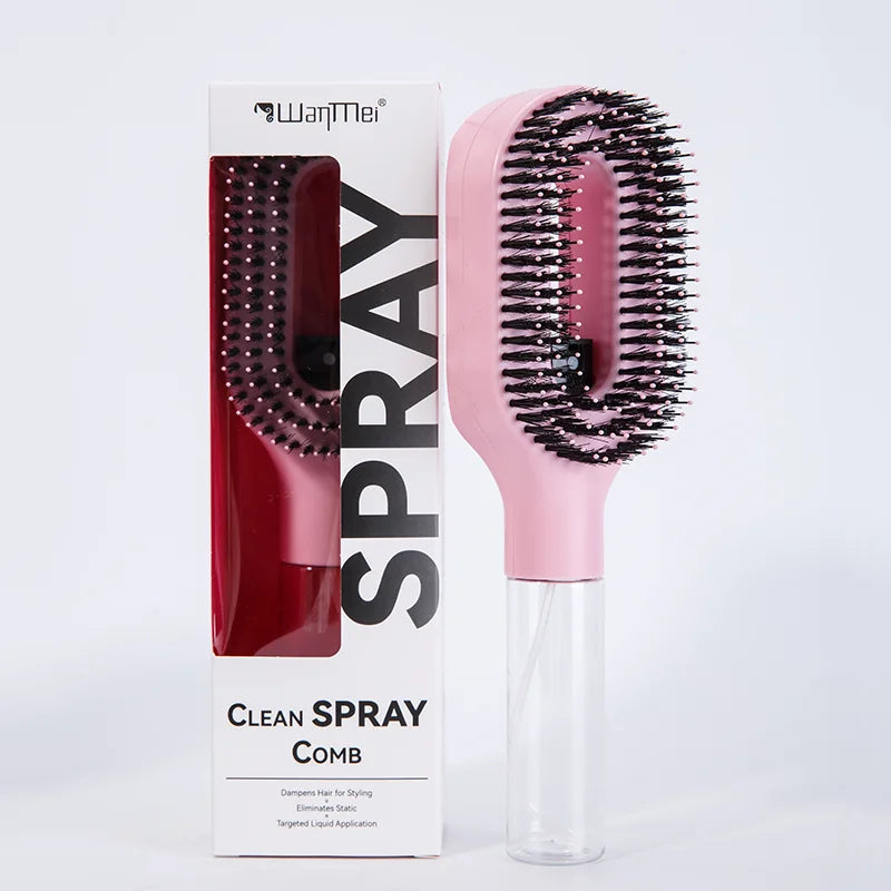 2-in-1 Spray Comb & Scalp Massage Brush | Detangling Hairbrush with Mist Spray Bottle Makeup Art