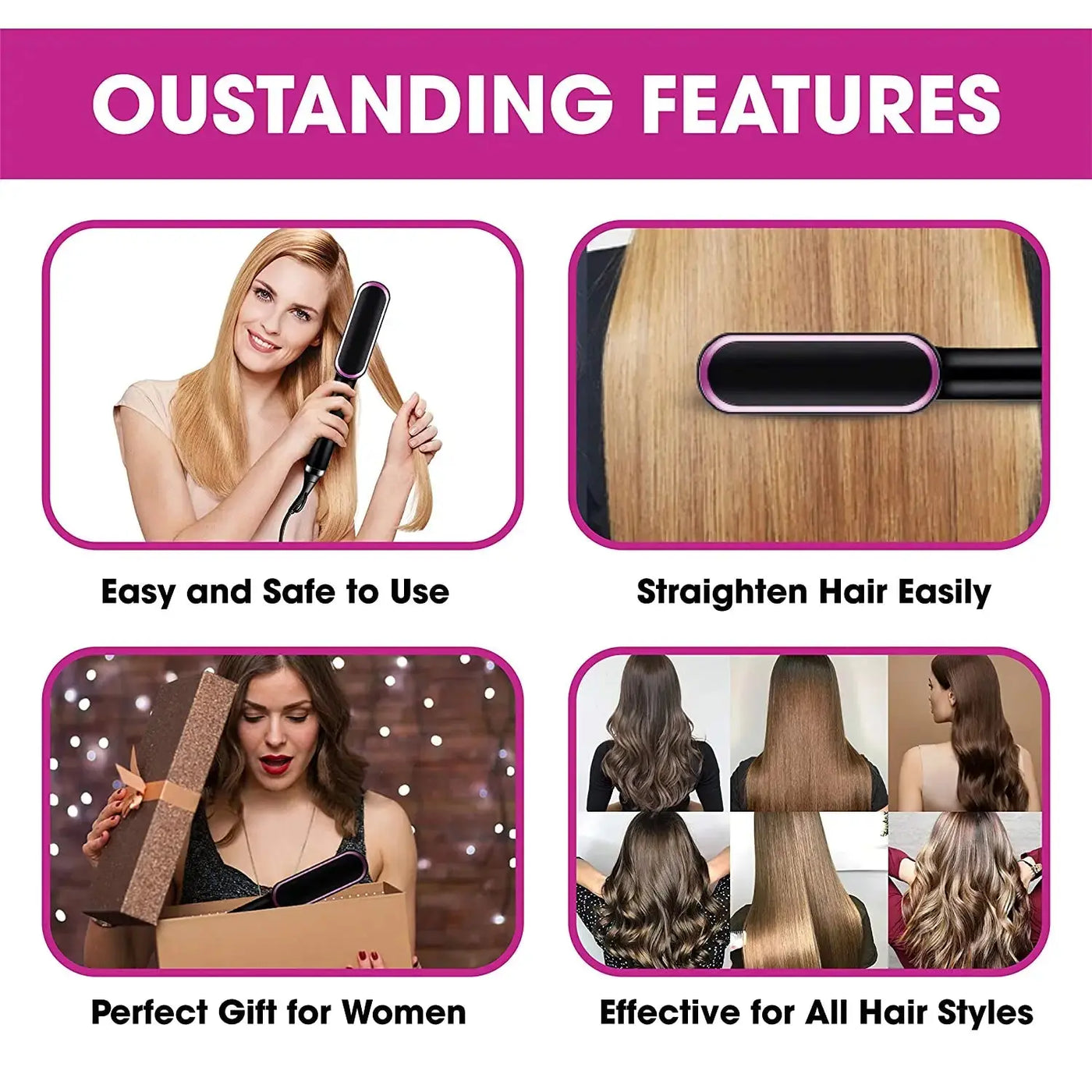 Multifunctional Ionic Hair Straightener Curler Brush Fast Heating Curler Straightener Comb Styler Electric Fast Heating Comb Makeup art