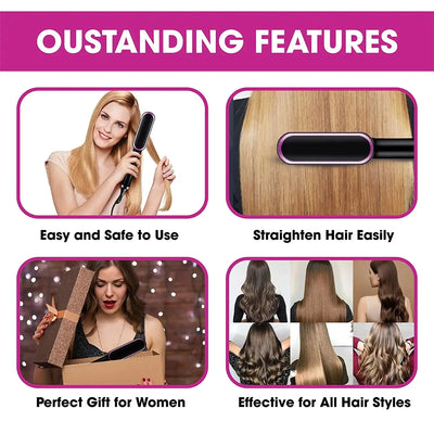 Multifunctional Ionic Hair Straightener Curler Brush Fast Heating Curler Straightener Comb Styler Electric Fast Heating Comb Makeup art