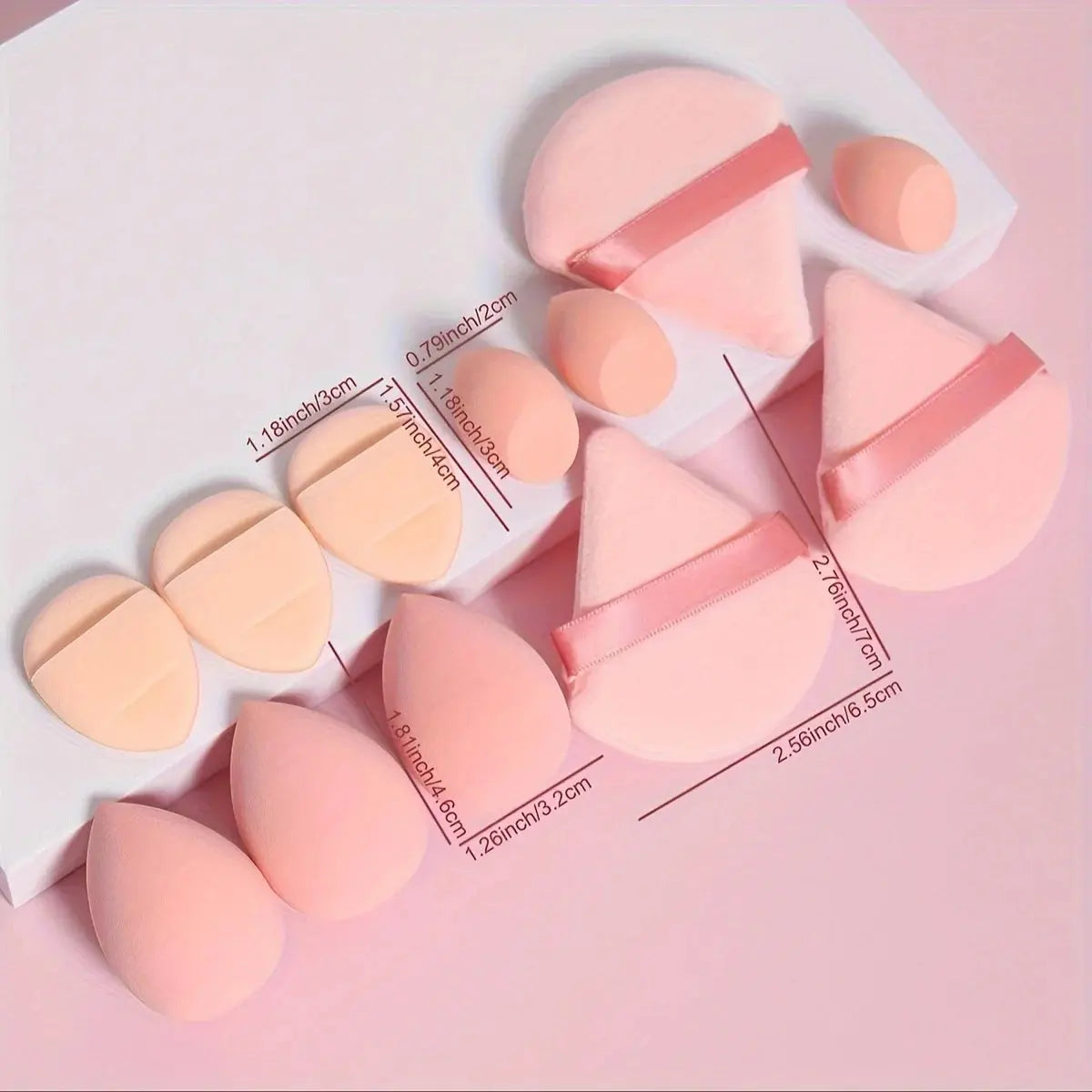 12-Piece All-Purpose Makeup Sponge Set, Made of 3 Loose Powder Puffs, 3 Mini Air Cushion Puffs, 3 Beauty Eggs and 3 Mini Beauty Makeup art