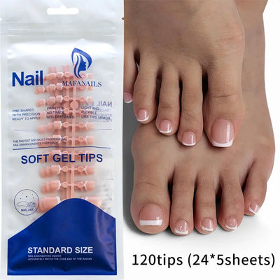 120pcs Short Square False Toe Nail Tips Pink French Soft Gel Press On Toenails White Edge Fake Toe nails Full Cover Toe Nail Tip Makeup art