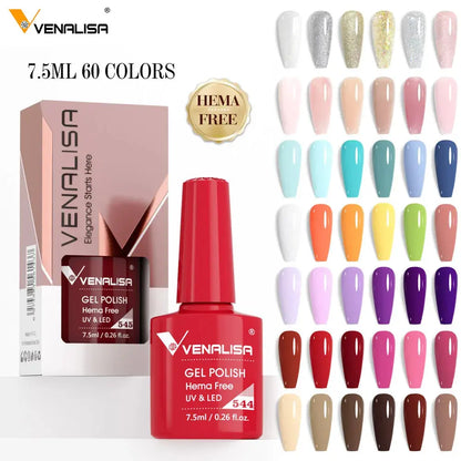 VENALISA 7.5ml Nail Gel Polish VIP5 HEMA Free Semi Permanent Soak off UV LED Nail Gel Varnish Full Coverage Nail Gel Lacquer Makeup art