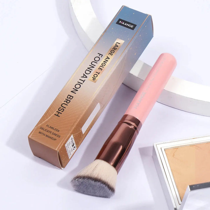 MAANGE 2PCS Foundation Makeup Brush Set Flat Angled Kabuki Powder Blush Brush For Liquid Soft Bristles Cosmetic Makeup Tools Makeup art