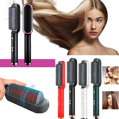 Multifunctional Ionic Hair Straightener Curler Brush Fast Heating Curler Straightener Comb Styler Electric Fast Heating Comb Makeup art