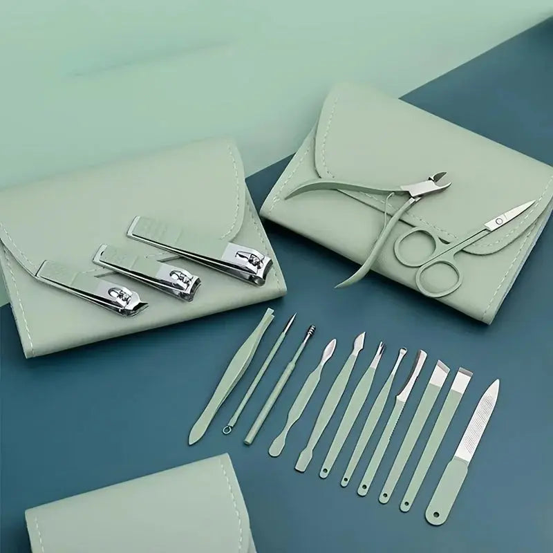 16pcs Professional Nail Clippers and Cuticle Nippers Set with Travel Case Manicure Set Pedicure Sets Nail Clippers Makeup art