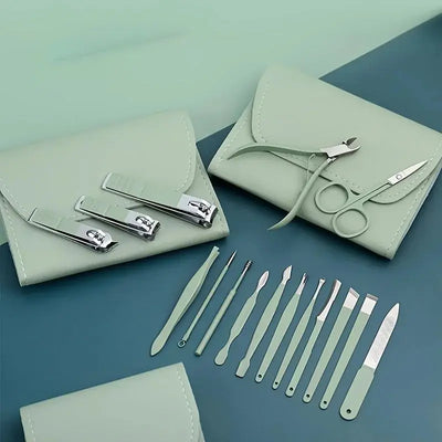 16pcs Professional Nail Clippers and Cuticle Nippers Set with Travel Case Manicure Set Pedicure Sets Nail Clippers Makeup art