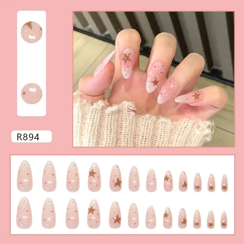 Sweet Sweetheart 24 Pcs Press on Nails Pink Gradient Fake Nails Glossy Artificial Finger Manicure Reusable False Nails for Women Makeup art