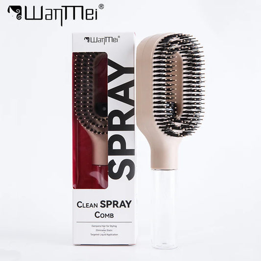2-in-1 Spray Comb & Scalp Massage Brush | Detangling Hairbrush with Mist Spray Bottle Makeup Art