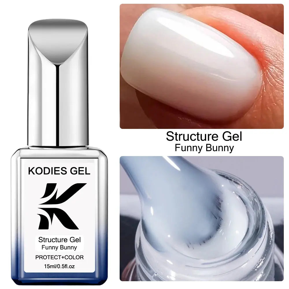 KODIES GEL Structure Rubber Base Gel Nail Polish 15ML UV/LED Cover Pink Gellak Gummy Base Coat Gel Varnish All for Manicure Nail Makeup art