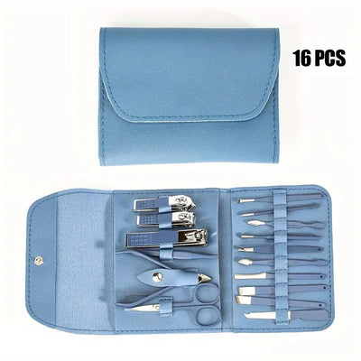 16pcs Professional Nail Clippers and Cuticle Nippers Set with Travel Case Manicure Set Pedicure Sets Nail Clippers Makeup art