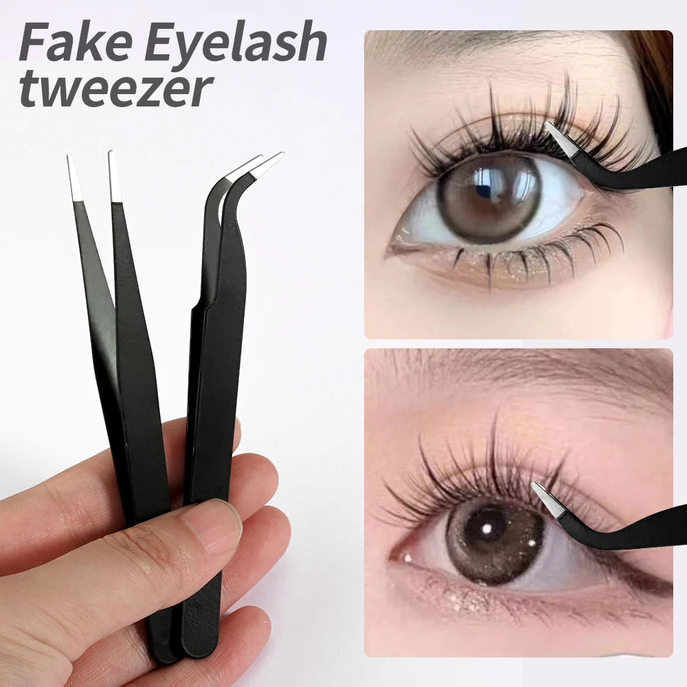 1pc Precision Tweezers – Straight, Slanted, Curved (4 Colors).