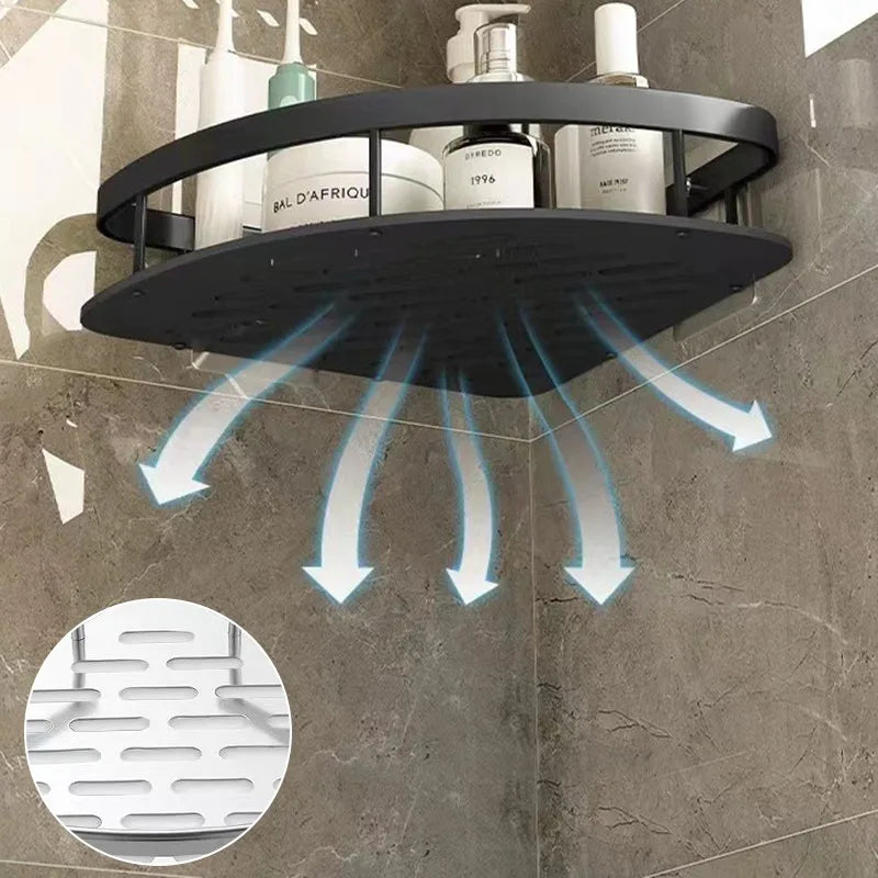 No-Drill Wall-Mount Corner Bathroom Shelf
