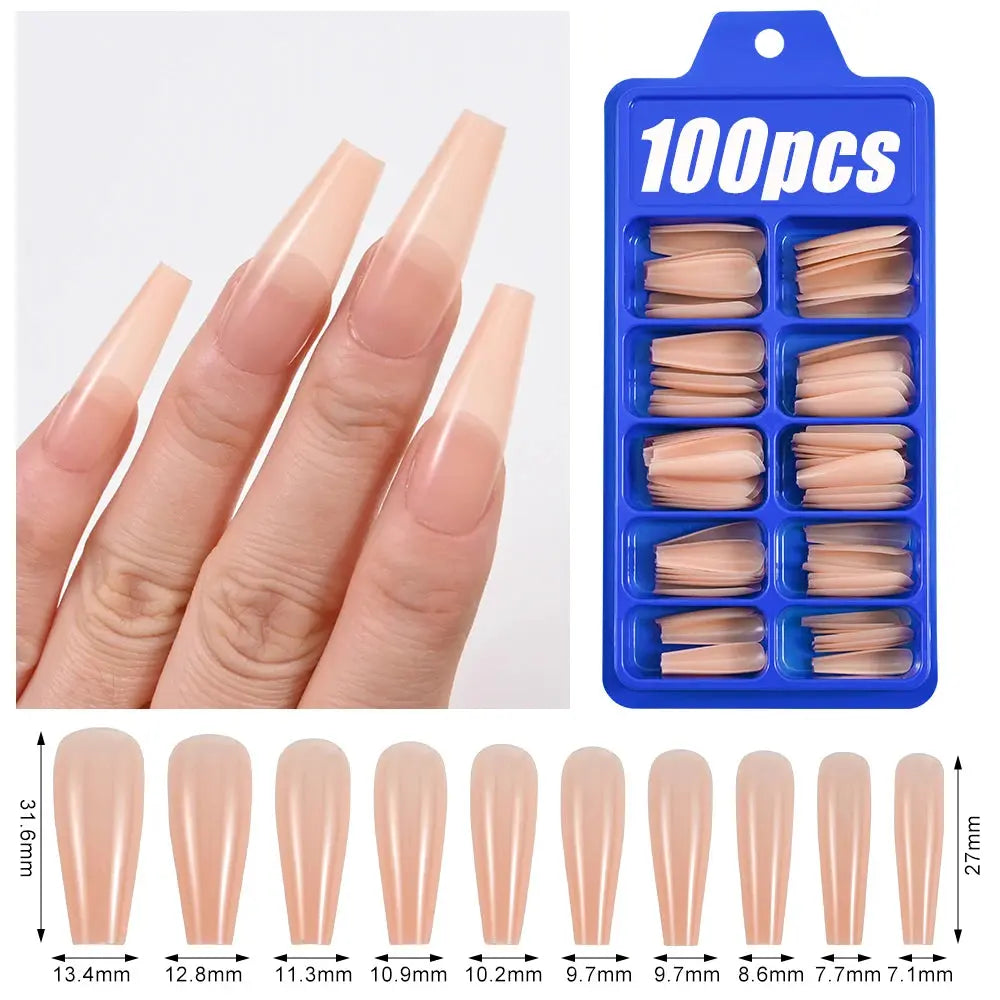 100Pcs Light Pink Press on Nails Short Medium Square Wearable Fake Nails Tips 10 sizes Full Cover False Nails Finger Decoration Makeup art