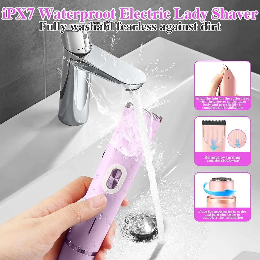 Dual-Head Electric Bikini Trimmer & Body Shaver — Waterproof, Painless, Rechargeable