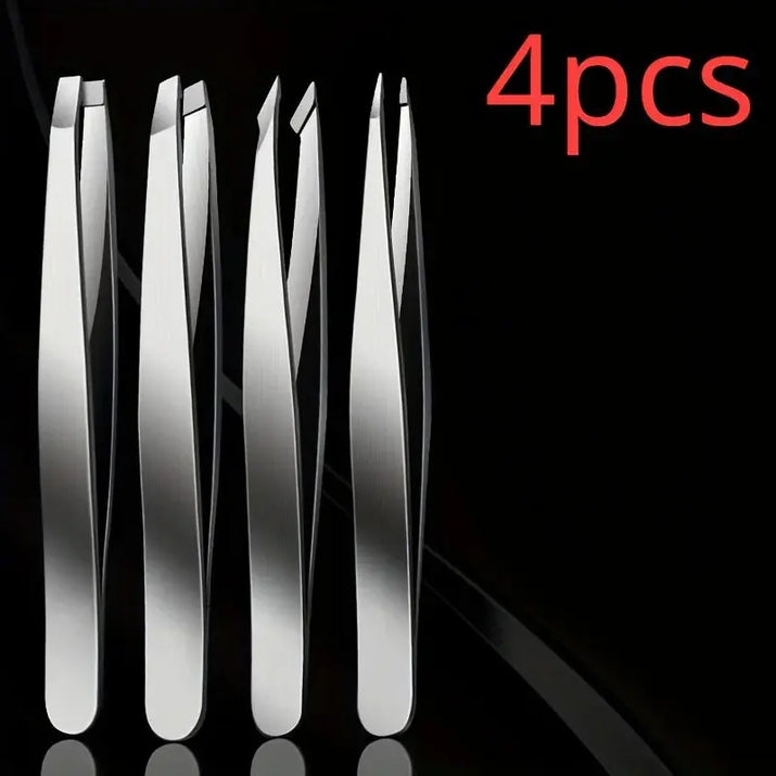 Ouriner Eyebrow Tweezers Set 4 Pcs Stainless Steel Eyebrow Forceps Professional Beauty Tool Set For Facial Hair Inward Growing Makeup art