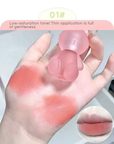 Gege Bear Rabbit Lip Glaze, Matte Velvet Lip Clay Long-lasting Color Non-drying Lipstick Makeup art