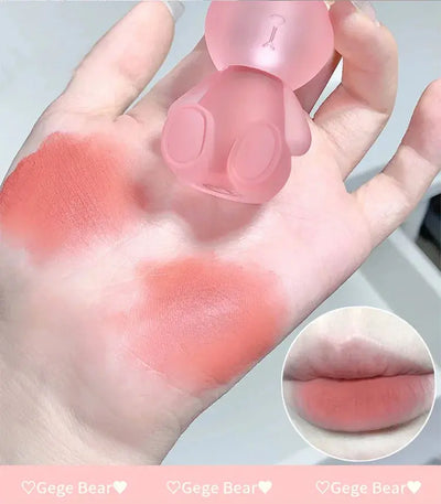 Gege Bear Rabbit Lip Glaze, Matte Velvet Lip Clay Long-lasting Color Non-drying Lipstick Makeup art