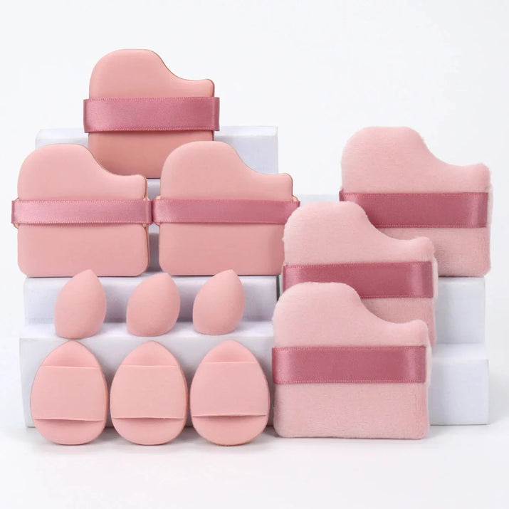 12-Piece All-Purpose Makeup Sponge Set, Made of 3 Loose Powder Puffs, 3 Mini Air Cushion Puffs, 3 Beauty Eggs and 3 Mini Beauty Makeup art