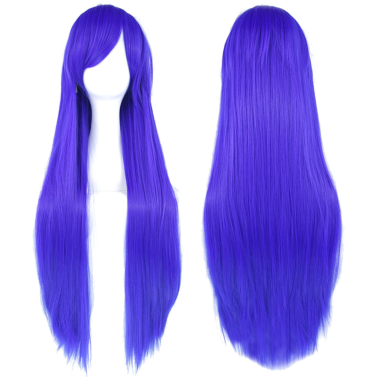 Soowee 80cm Long Synthetic Hair White Purple Cosplay Wigs Party Black Hair Straight Wig Hairpiece for Women Makeup art