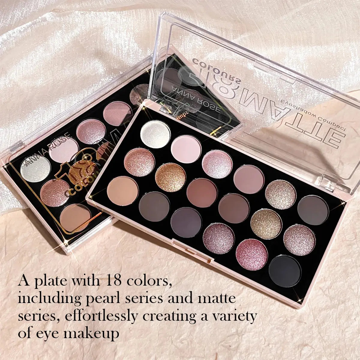 18-Color Eyeshadow Palette – Pearlescent, Matte, Fine Shimmer, Glitter, Earth Tones, Long-Lasting, High-Performance Makeup art