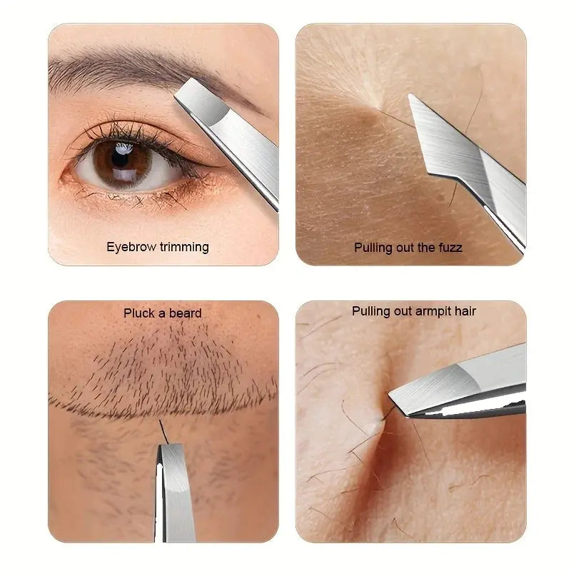 Ouriner Eyebrow Tweezers Set 4 Pcs Stainless Steel Eyebrow Forceps Professional Beauty Tool Set For Facial Hair Inward Growing Makeup art