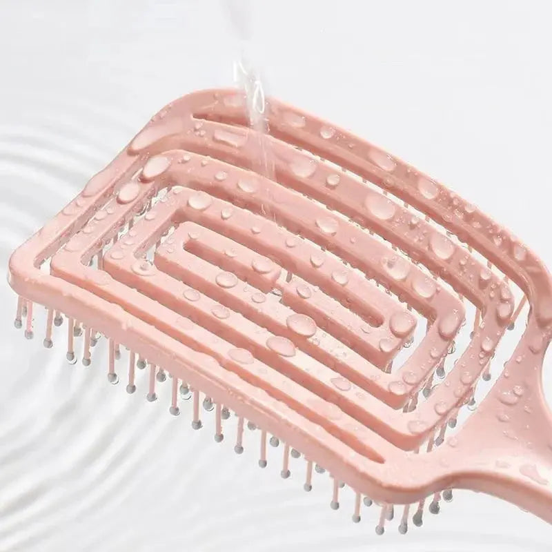 1Pcs Elastic Massage Comb Hollow Out Hair Brush Scalp Massage Combs Hair Styling Detangler Fast Blow Drying Detangling Tool Makeup art