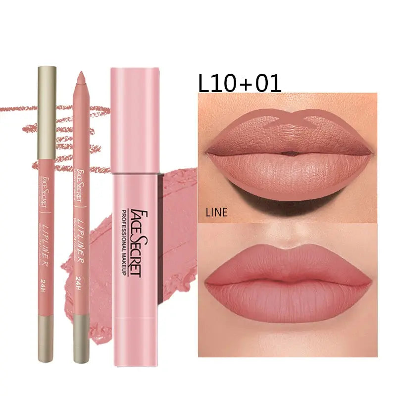 Matte Lipliner&Lipstick Set,Waterproof， Long Lasting Lip Makeup, Soft Matte Color Rendering,Women's Makeup Cosmetics Makeup art