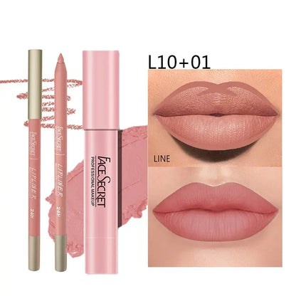 Matte Lipliner&Lipstick Set,Waterproof， Long Lasting Lip Makeup, Soft Matte Color Rendering,Women's Makeup Cosmetics Makeup art