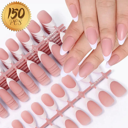 100Pcs Light Pink Press on Nails Short Medium Square Wearable Fake Nails Tips 10 sizes Full Cover False Nails Finger Decoration Makeup art