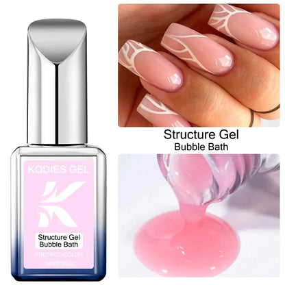 KODIES GEL Structure Rubber Base Gel Nail Polish 15ML UV/LED Cover Pink Gellak Gummy Base Coat Gel Varnish All for Manicure Nail Makeup art