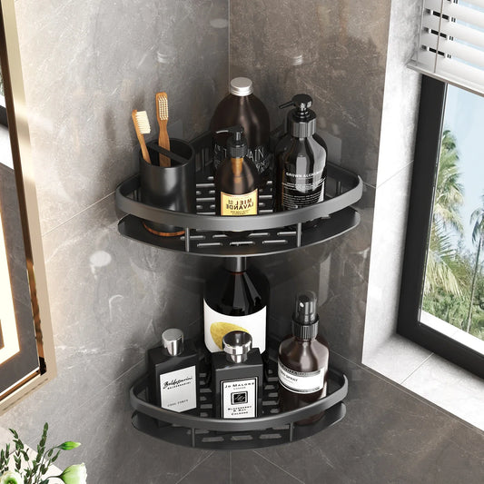 No-Drill Wall-Mount Corner Bathroom Shelf