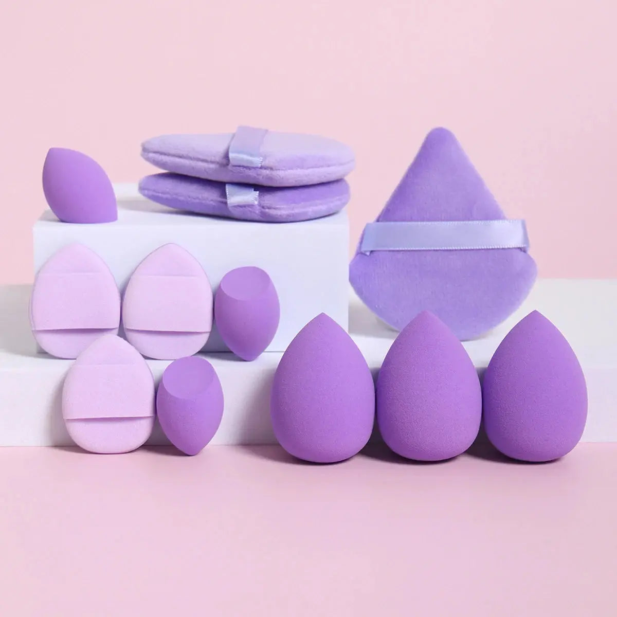 12-Piece All-Purpose Makeup Sponge Set, Made of 3 Loose Powder Puffs, 3 Mini Air Cushion Puffs, 3 Beauty Eggs and 3 Mini Beauty Makeup art