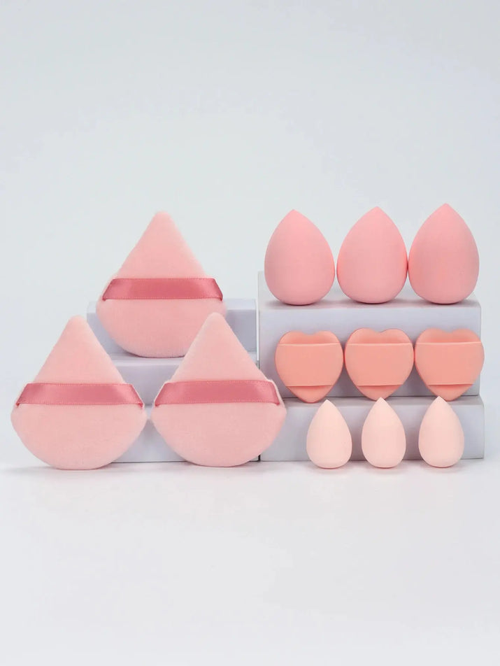 12-Piece All-Purpose Makeup Sponge Set, Made of 3 Loose Powder Puffs, 3 Mini Air Cushion Puffs, 3 Beauty Eggs and 3 Mini Beauty Makeup art