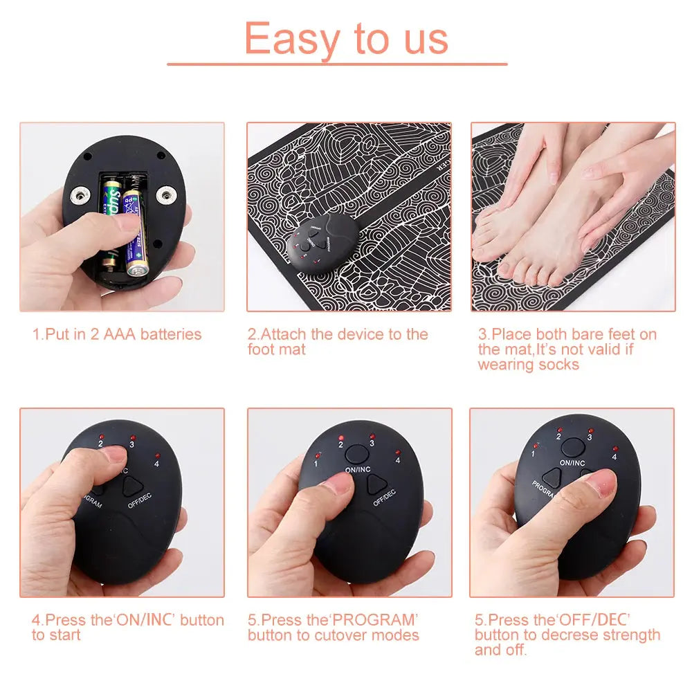 Electric Massage Sole Pad Relieve Sore Feet Leg Cramps Pulse Sole Massager EMS Foot Massager Pad Improve Blood Circulation Makeup art