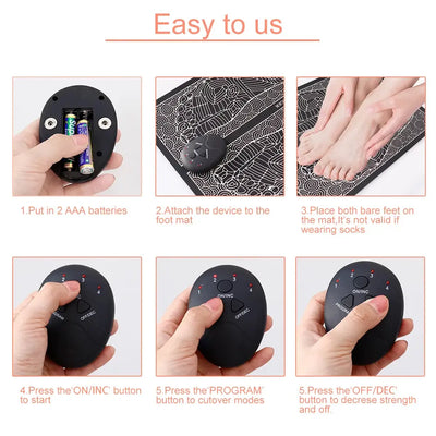 Electric Massage Sole Pad Relieve Sore Feet Leg Cramps Pulse Sole Massager EMS Foot Massager Pad Improve Blood Circulation Makeup art