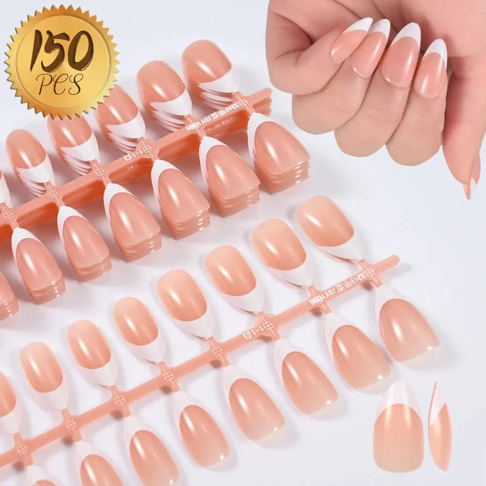 100Pcs Light Pink Press on Nails Short Medium Square Wearable Fake Nails Tips 10 sizes Full Cover False Nails Finger Decoration Makeup art
