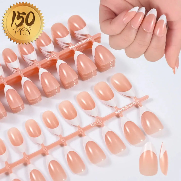100Pcs Light Pink Press on Nails Short Medium Square Wearable Fake Nails Tips 10 sizes Full Cover False Nails Finger Decoration Makeup art