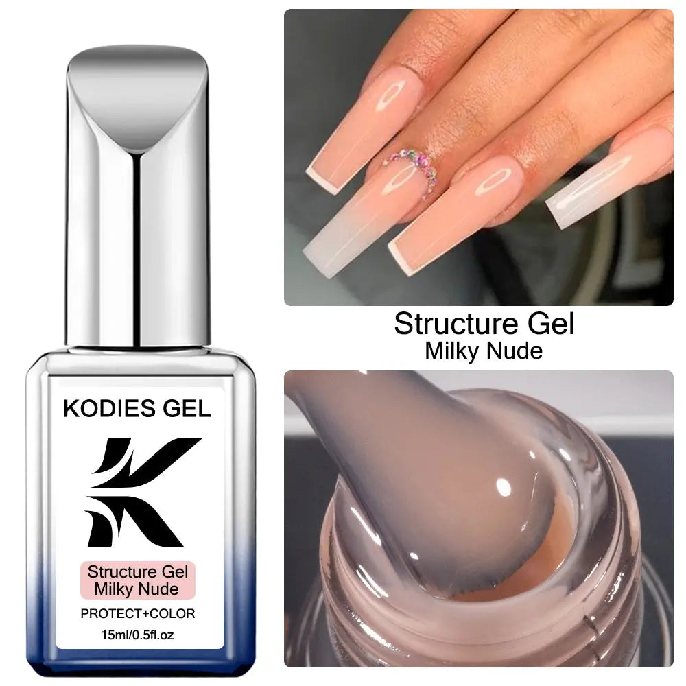 KODIES GEL Structure Rubber Base Gel Nail Polish 15ML UV/LED Cover Pink Gellak Gummy Base Coat Gel Varnish All for Manicure Nail Makeup art