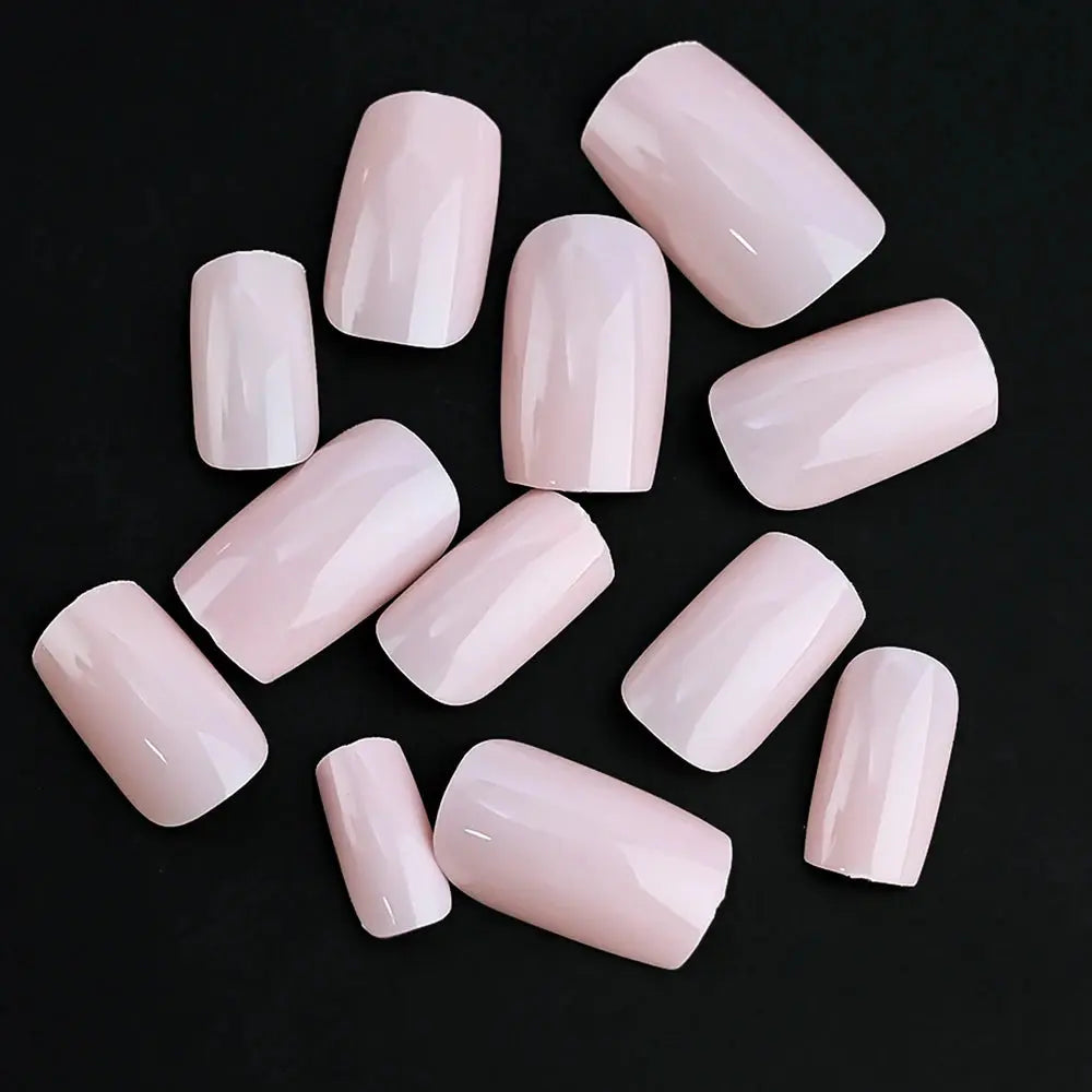 100Pcs Light Pink Press on Nails Short Medium Square Wearable Fake Nails Tips 10 sizes Full Cover False Nails Finger Decoration Makeup art