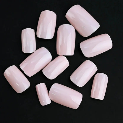 100Pcs Light Pink Press on Nails Short Medium Square Wearable Fake Nails Tips 10 sizes Full Cover False Nails Finger Decoration Makeup art