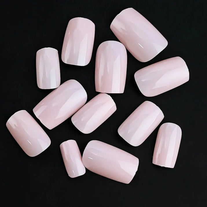 100Pcs Light Pink Press on Nails Short Medium Square Wearable Fake Nails Tips 10 sizes Full Cover False Nails Finger Decoration Makeup art