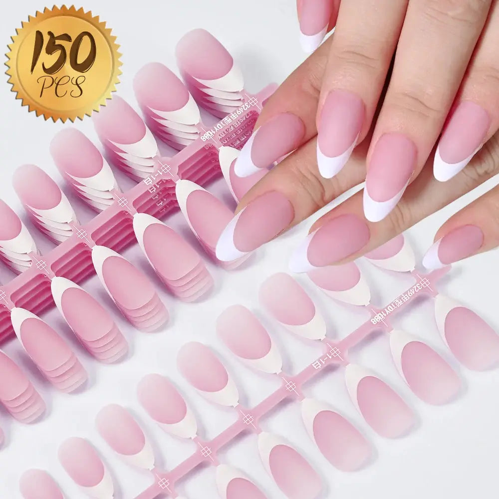 100Pcs Light Pink Press on Nails Short Medium Square Wearable Fake Nails Tips 10 sizes Full Cover False Nails Finger Decoration Makeup art