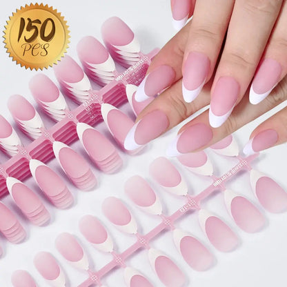 100Pcs Light Pink Press on Nails Short Medium Square Wearable Fake Nails Tips 10 sizes Full Cover False Nails Finger Decoration Makeup art