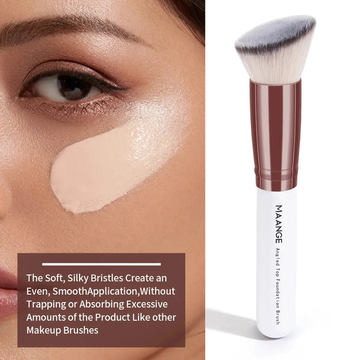 MAANGE 2PCS Foundation Makeup Brush Set Flat Angled Kabuki Powder Blush Brush For Liquid Soft Bristles Cosmetic Makeup Tools Makeup art