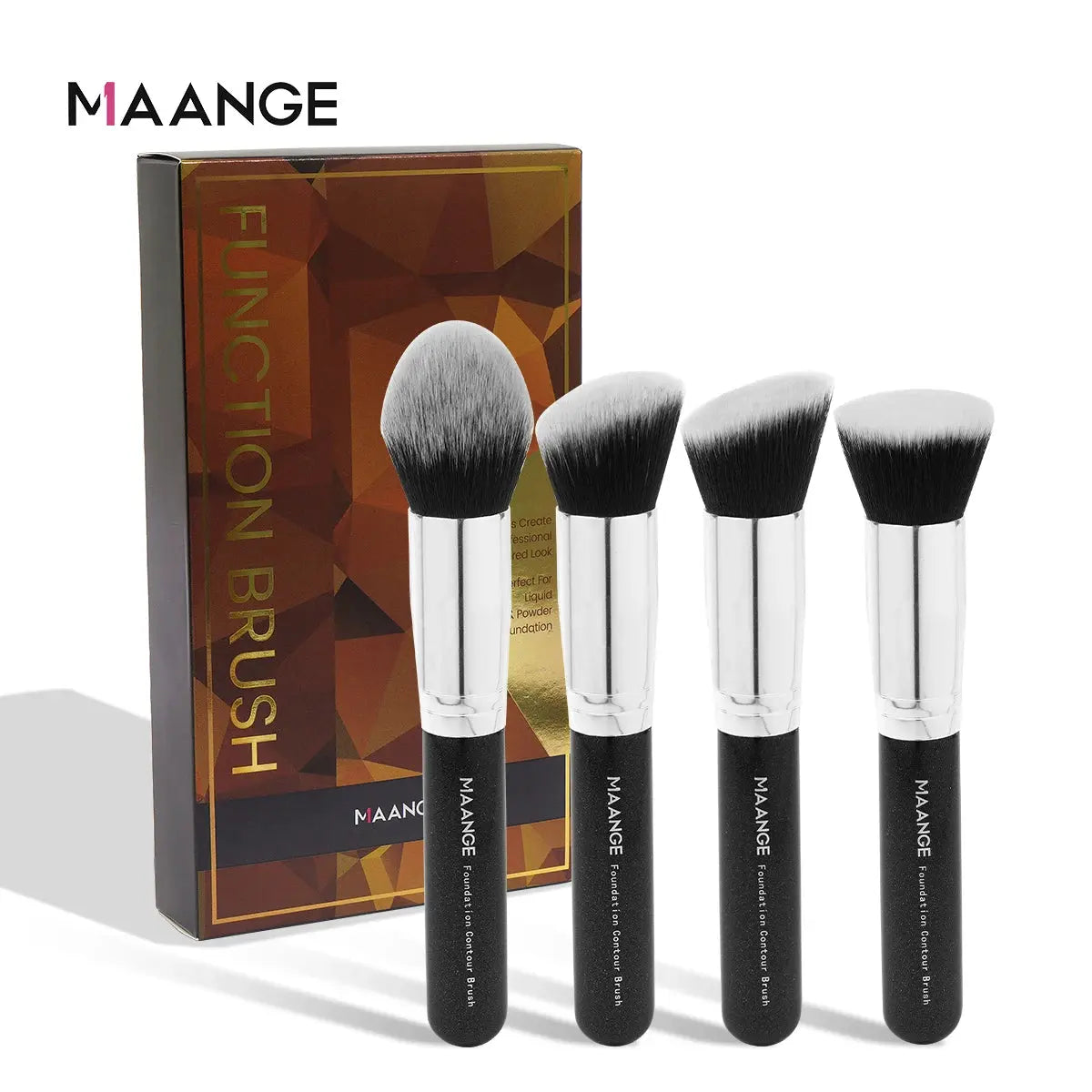 MAANGE 4Pcs Makeup Brushes with Case Foundation Concealer Powder Makeup Brush Soft Dense Bristles Big Cosmetic Brushes Beauty Makeup art