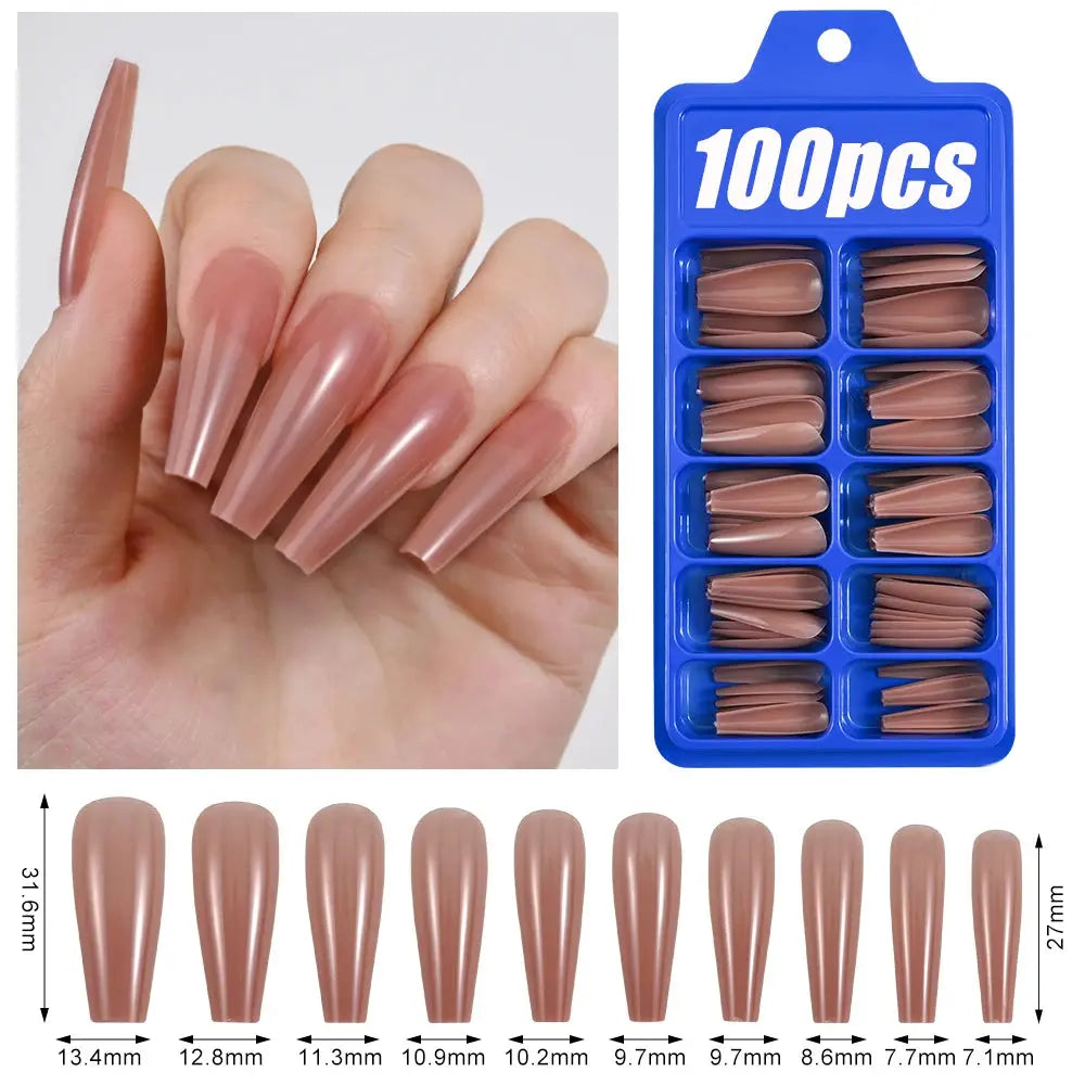 100Pcs Light Pink Press on Nails Short Medium Square Wearable Fake Nails Tips 10 sizes Full Cover False Nails Finger Decoration Makeup art