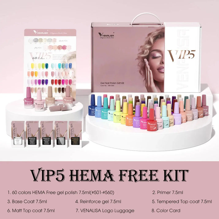 VENALISA 7.5ml Nail Gel Polish VIP5 HEMA Free Semi Permanent Soak off UV LED Nail Gel Varnish Full Coverage Nail Gel Lacquer Makeup art