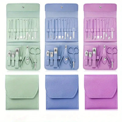 16pcs Professional Nail Clippers and Cuticle Nippers Set with Travel Case Manicure Set Pedicure Sets Nail Clippers Makeup art