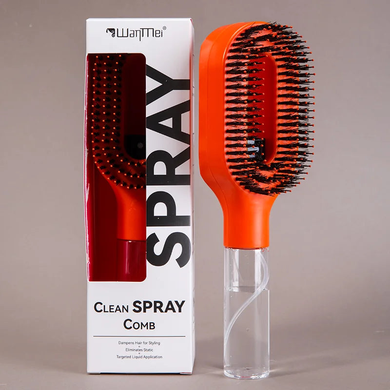 2-in-1 Spray Comb & Scalp Massage Brush | Detangling Hairbrush with Mist Spray Bottle Makeup Art